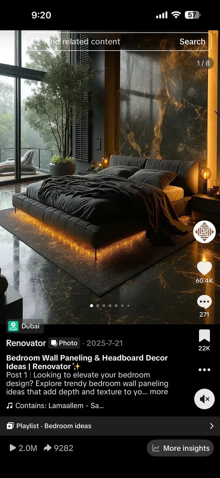 Renovator TikTok bedroom wall panelling post with 2M views